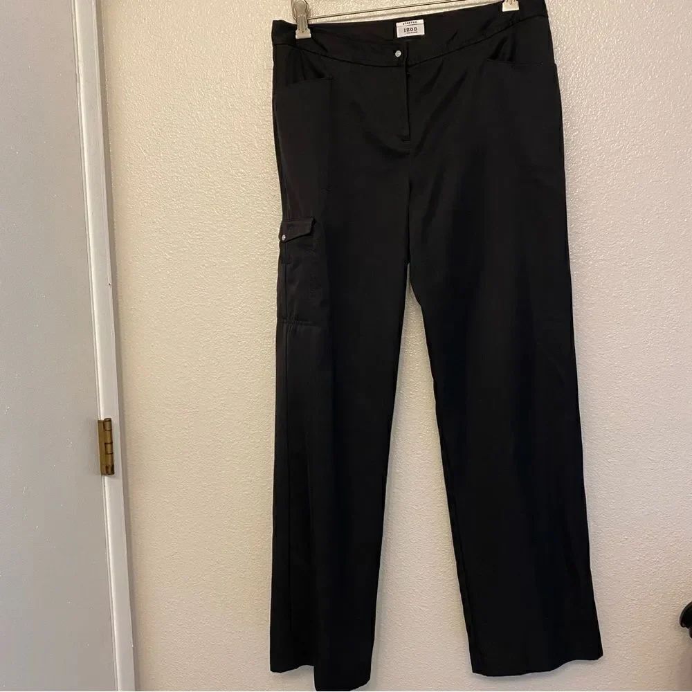 IZOD stretch GOLF CLASSIX Black cargo pants jogger trousers slacks-8